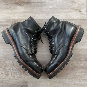 VTG CHIPPEWA 09639 Men's USA Made Sz 12 D Black Leather 6in Moc Toe Biker Boots